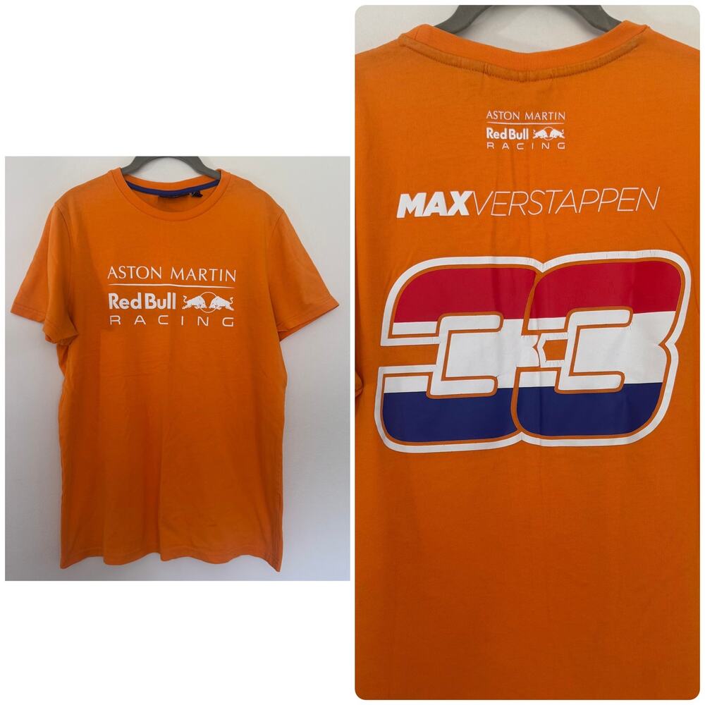 Official Aston Martin Red Bull Racing Max Verstappen Driver T-Shirt in Orange